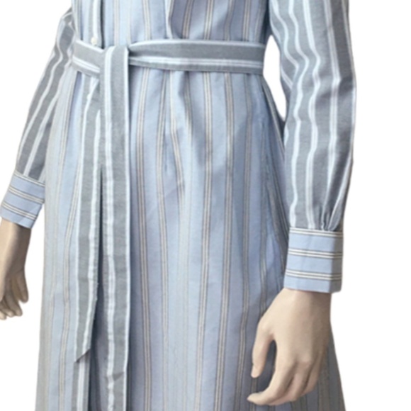 Brooks Brothers Shirt Dress Full Button Front Classic Stripe with Pockets & Belt - Picture 6 of 15